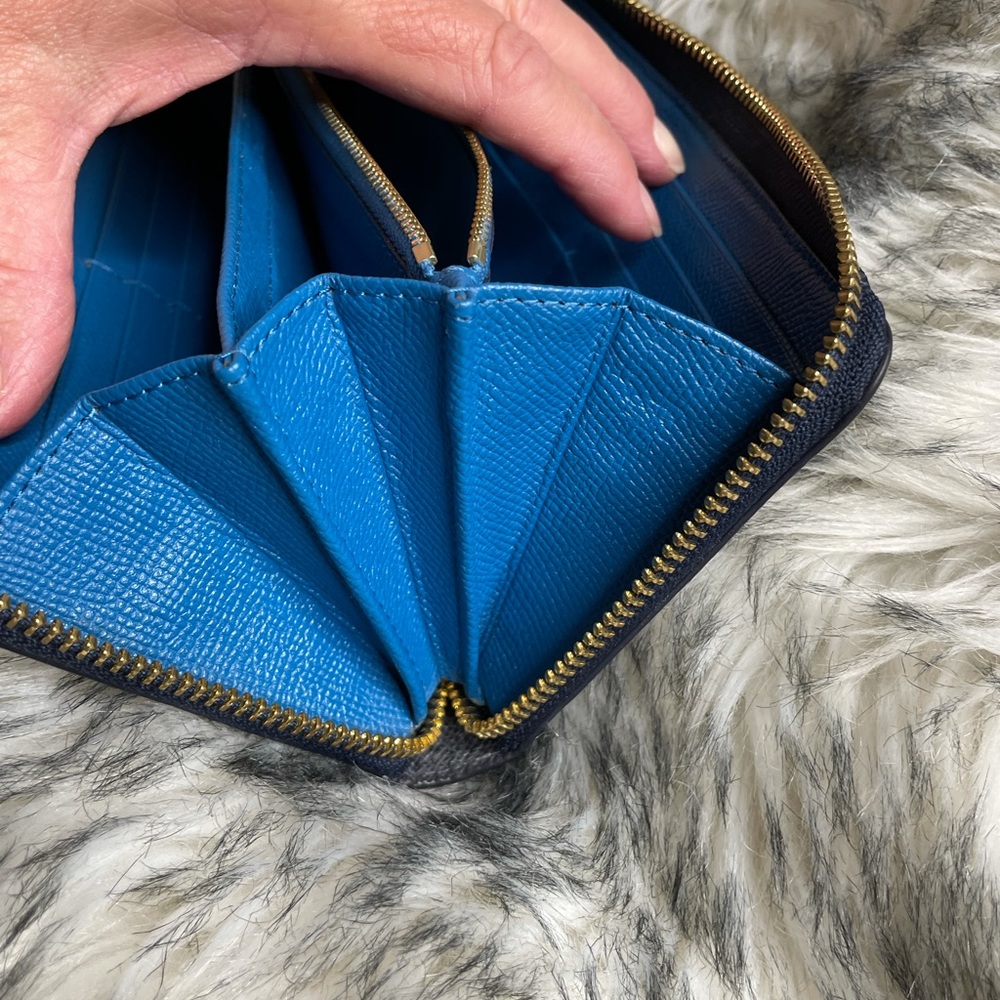 Coach Color Block Accordion Zip Wallet In Blue - image 6